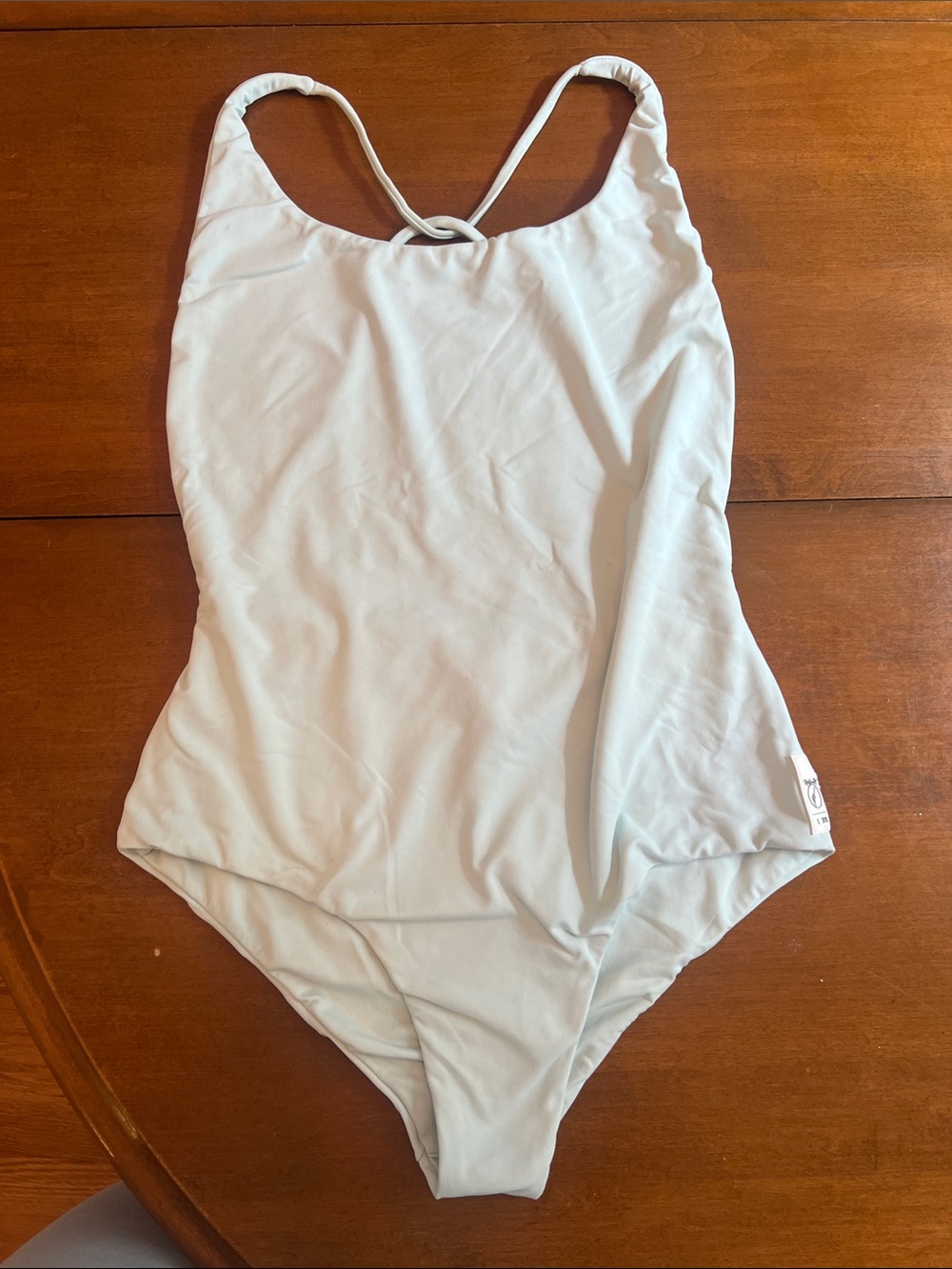 Scoop-Back One-Piece Swimsuit in Light Blue